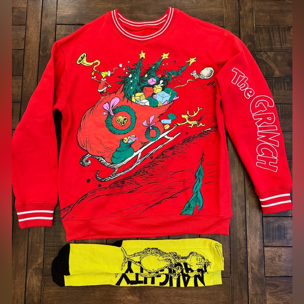 The Grinch Christmas Sweatshirt and Sock Set